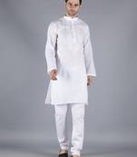White embroidered cotton men-kurtas