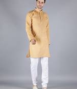 Fawn embroidered cotton men-kurtas