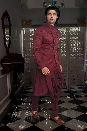 Red Wine Rish Indowestern Set