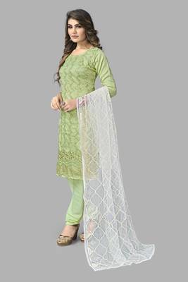 French Crepe Embroidery Unstitched Dress Material 3