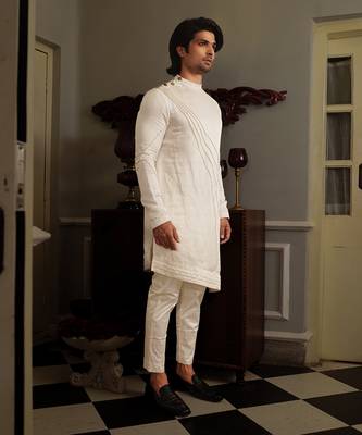 White Dhwaja Kurta Set 2