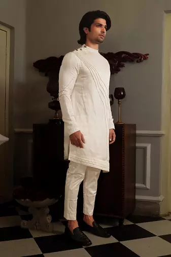 White Dhwaja Kurta Set