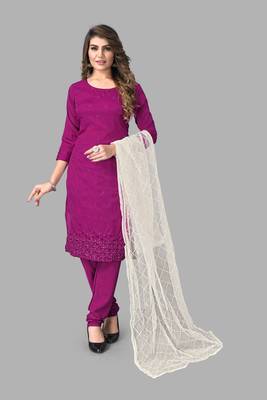 French Crepe Embroidery Unstitched Dress Material 1