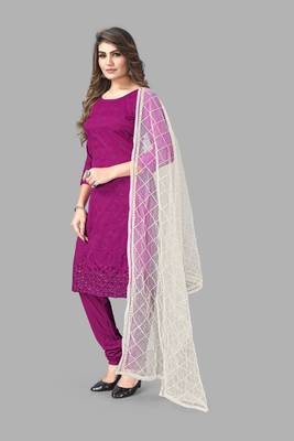 French Crepe Embroidery Unstitched Dress Material 4