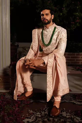 Rose Gold Rama Sherwani Set