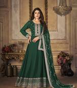 Dark-green embroidered georgette salwar
