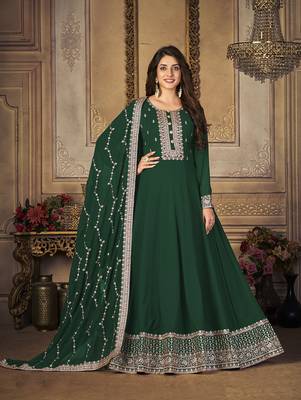 Dark-green embroidered georgette salwar 2