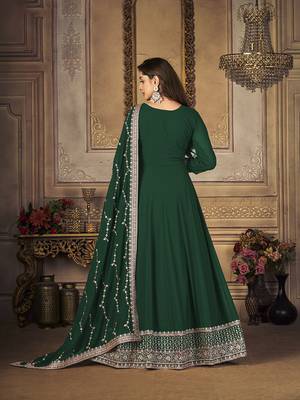 Dark-green embroidered georgette salwar 3