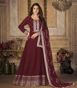 Maroon embroidered georgette salwar