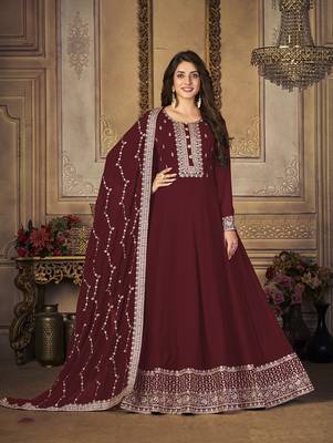 Maroon embroidered georgette salwar 2
