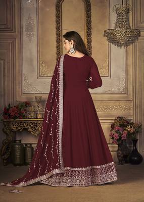 Maroon embroidered georgette salwar 3