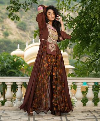 Coco Brown Rangeen Yoke Fusion Set 2