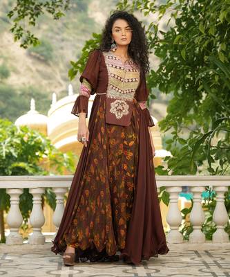 Coco Brown Rangeen Yoke Fusion Set 1