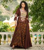 Coco Brown Rangeen Yoke Fusion Set