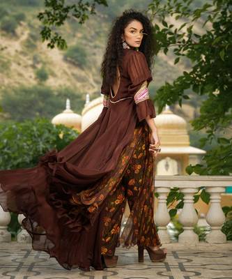Coco Brown Rangeen Yoke Fusion Set 4