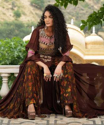 Coco Brown Rangeen Yoke Fusion Set 5
