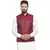 New Designer Men Maroon Brocade Nehru Jacket With Blue Work