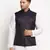 New Designer Men Navy Blue Brocade Nehru Jacket With Golden Work