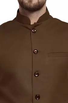 Chocolate Brown Plain Nehru Jacket for Men Stylish Latest Design Suitable for Ethnic Wear