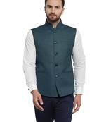 Dark Blue Plain Nehru Jacket for Men Stylish Latest Design Suitable for Ethnic Wear