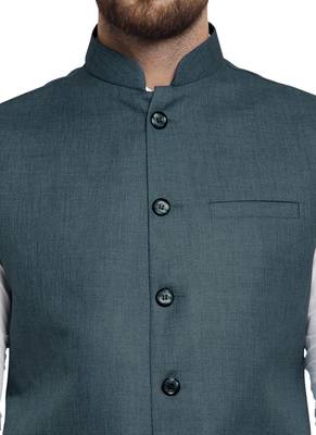 Dark Blue Plain Nehru Jacket for Men Stylish Latest Design Suitable for Ethnic Wear 4