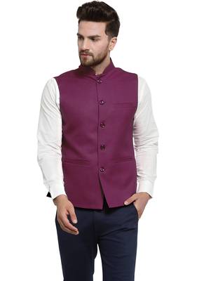 Purple Plain Nehru Jacket for Men Stylish Latest Design Suitable for Ethnic Wear 1