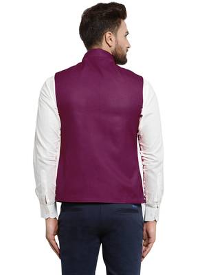 Purple Plain Nehru Jacket for Men Stylish Latest Design Suitable for Ethnic Wear 2