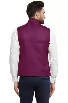 Purple Plain Nehru Jacket for Men Stylish Latest Design Suitable for Ethnic Wear