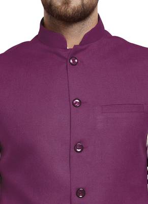 Purple Plain Nehru Jacket for Men Stylish Latest Design Suitable for Ethnic Wear 4