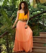 Dilruba Marigold Boho Top With Peach Skirt