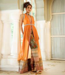 Dilruba Narangi Longline Ruched Jacket & Pants Set