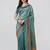Turquoise woven banarasi silk saree with blouse