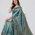 Turquoise woven banarasi silk saree with blouse
