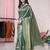 Teal woven banarasi saree with blouse