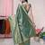Teal woven banarasi saree with blouse