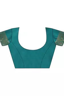 Teal woven banarasi saree with blouse