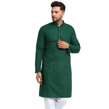 Green Chikankari Lucknowi Jaal Embroidered  men-kurtas 1