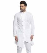 Treemoda Designer Cotton Chikankari White Men-kurta