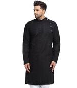 Treemoda Men Designer Cotton Chikankari Black kurta
