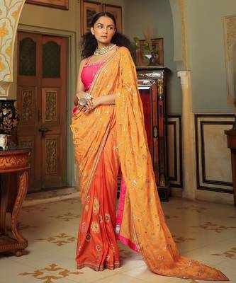 Dilruba Narangi Jaal Saree Blouse 2