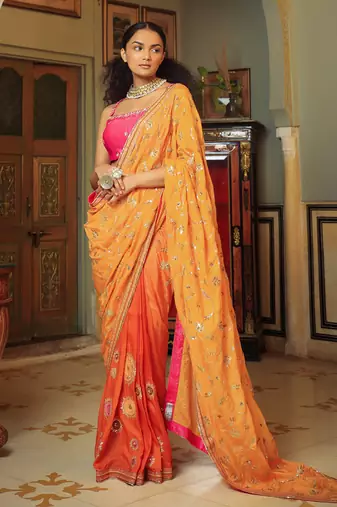 Dilruba Narangi Jaal Saree Blouse