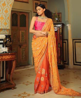 Dilruba Narangi Jaal Saree Blouse 1