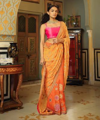 Dilruba Narangi Jaal Saree Blouse 4