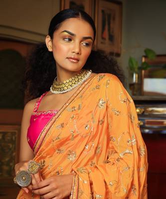 Dilruba Narangi Jaal Saree Blouse 7