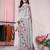 Grey printed georgette saree with blouse