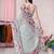 Grey printed georgette saree with blouse