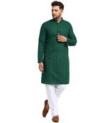 Men Green Chikankari Lucknowi Jaal Embroidered  kurta-pajama