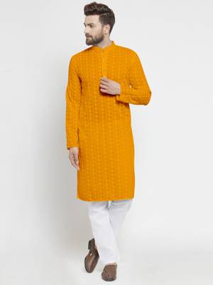 pista green embroidered chikankari kurta WITH WHITE ALIGARH PAJAMA for men 2