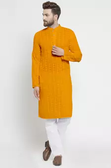 pista green embroidered chikankari kurta WITH WHITE ALIGARH PAJAMA for men
