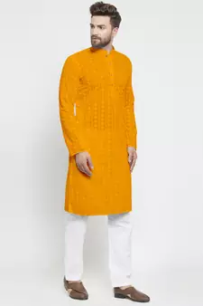 pista green embroidered chikankari kurta WITH WHITE ALIGARH PAJAMA for men